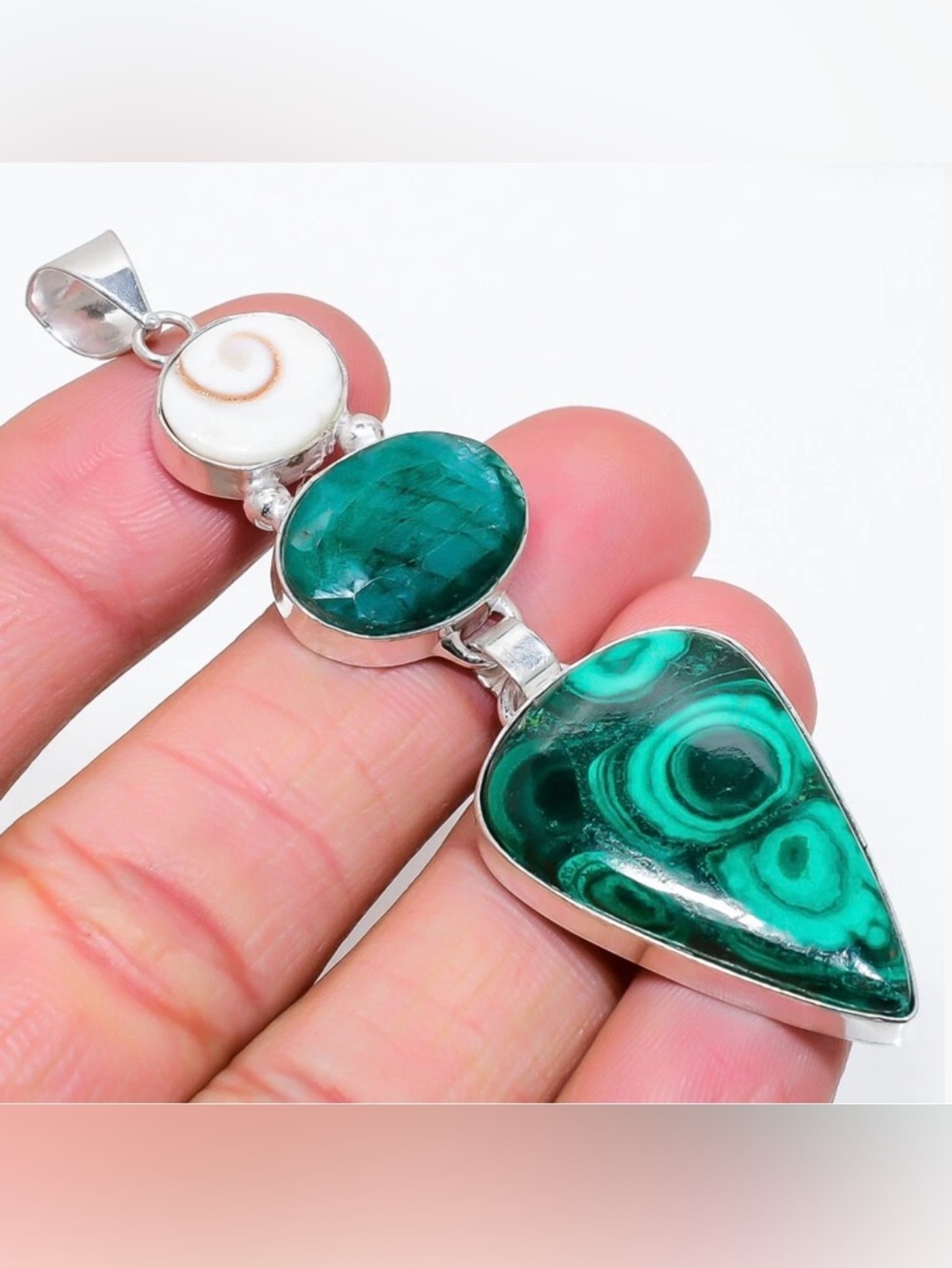 Malachite and Emerald Pendant